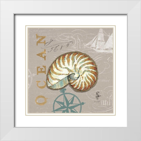 Linen Seaside 4 White Modern Wood Framed Art Print with Double Matting by Barrett, Chad