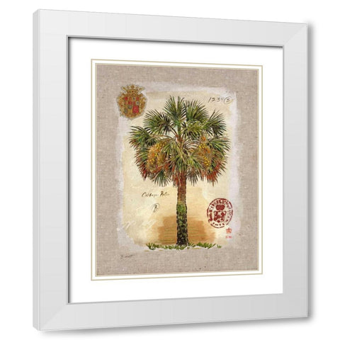 Linen Cabbage Palm Tree White Modern Wood Framed Art Print with Double Matting by Barrett, Chad