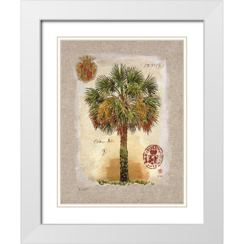 Linen Cabbage Palm Tree White Modern Wood Framed Art Print with Double Matting by Barrett, Chad