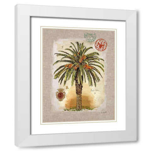 Linen Date Palm Tree White Modern Wood Framed Art Print with Double Matting by Barrett, Chad