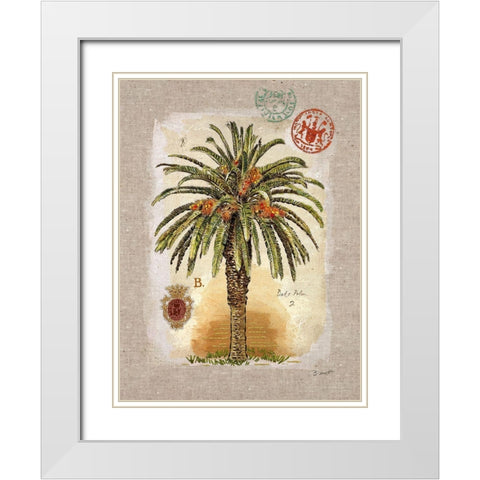 Linen Date Palm Tree White Modern Wood Framed Art Print with Double Matting by Barrett, Chad