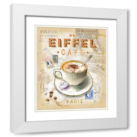 Eiffel Tower Cafe White Modern Wood Framed Art Print with Double Matting by Barrett, Chad