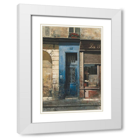 La Porte Bleu White Modern Wood Framed Art Print with Double Matting by Hak, Chiu Tak