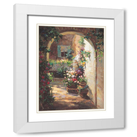 Floral Archway White Modern Wood Framed Art Print with Double Matting by Oxley, Vail