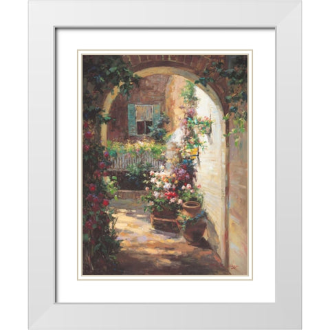 Floral Archway White Modern Wood Framed Art Print with Double Matting by Oxley, Vail