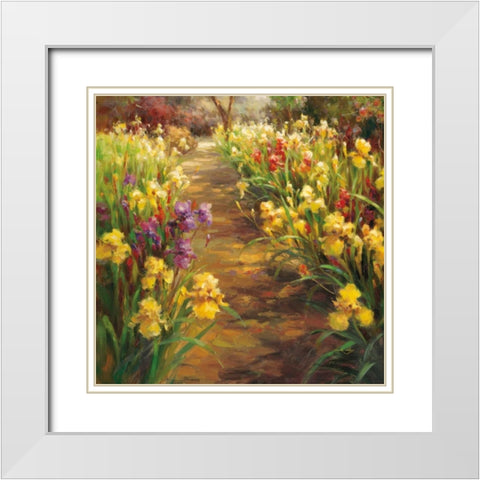 Iris Pathway White Modern Wood Framed Art Print with Double Matting by Oxley, Vail