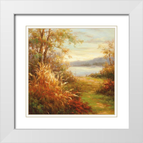 Natures Pathway White Modern Wood Framed Art Print with Double Matting by Oxley, Vail