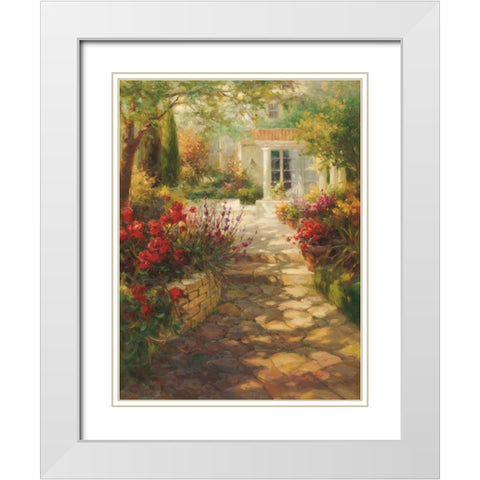 Summer Terrace White Modern Wood Framed Art Print with Double Matting by Oxley, Vail