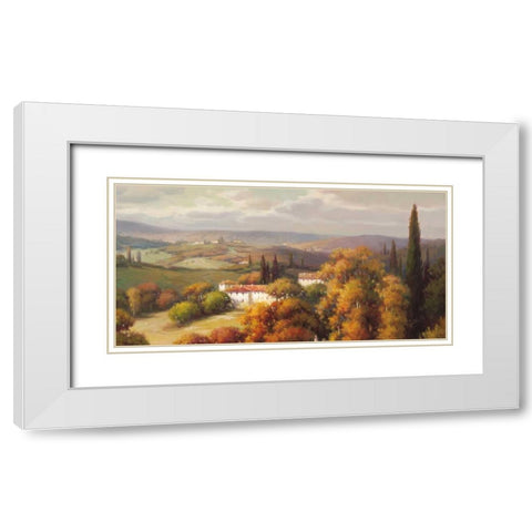 Tuscan Panorama White Modern Wood Framed Art Print with Double Matting by Oxley, Vail