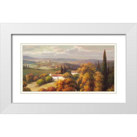 Tuscan Panorama White Modern Wood Framed Art Print with Double Matting by Oxley, Vail