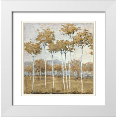 Autumns Gold 1 White Modern Wood Framed Art Print with Double Matting by Schultz McGannon