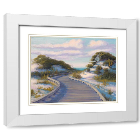 Boardwalk at The Beach White Modern Wood Framed Art Print with Double Matting by McGannon, Jill Schultz