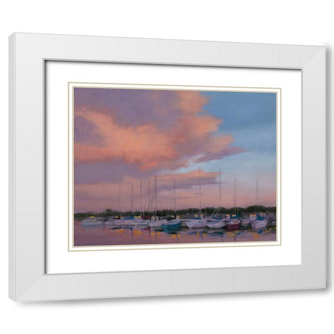 Marina Sunset White Modern Wood Framed Art Print with Double Matting by McGannon, Jill Schultz