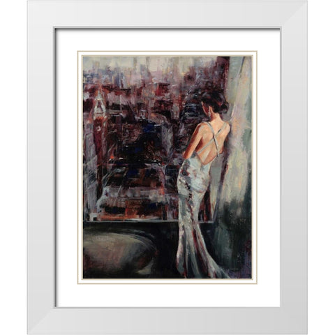 Wistful Gaze White Modern Wood Framed Art Print with Double Matting by Lehman, Laurel