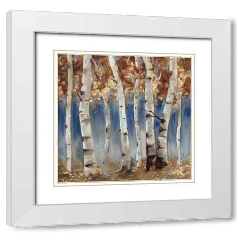 Copper and Blue Birch Trees, Square 2 White Modern Wood Framed Art Print with Double Matting by Lehman, Laurel