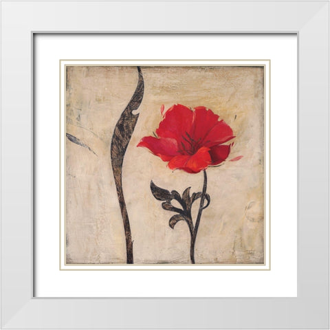 Scarlet Blossom White Modern Wood Framed Art Print with Double Matting by Stoyanov, Ivo