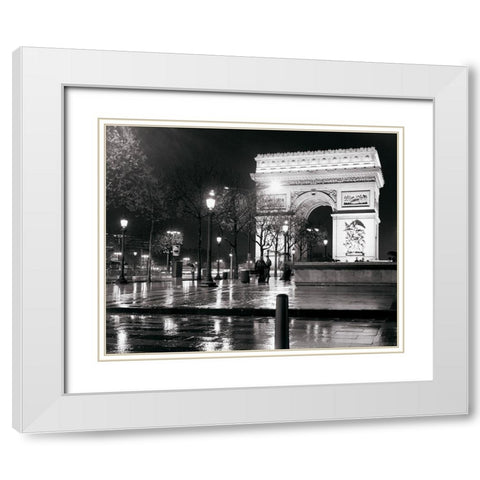 Night - Arc De Triomphe White Modern Wood Framed Art Print with Double Matting by Vandenack