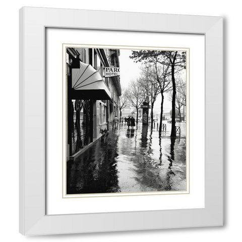 Rainy Days In Paris White Modern Wood Framed Art Print with Double Matting by Vandenack