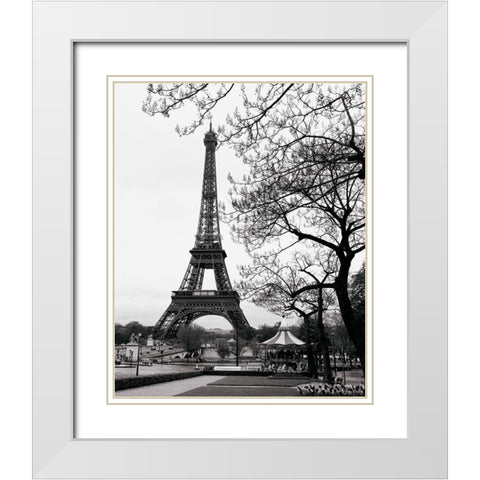 Summer - La Tour Eiffel White Modern Wood Framed Art Print with Double Matting by Vandenack