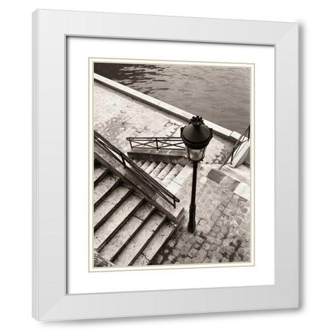 Steps to the Seine White Modern Wood Framed Art Print with Double Matting by Vandenack, Toby