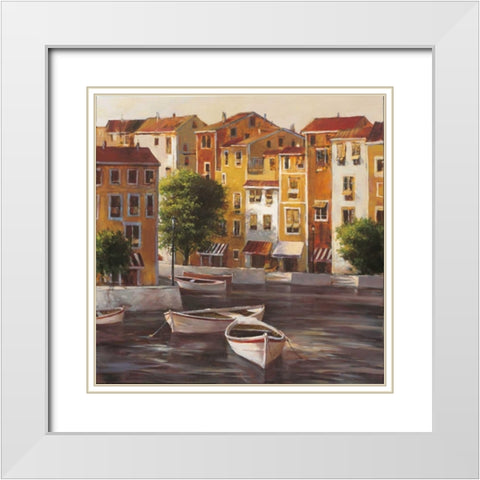 Mediterranean Dawn I White Modern Wood Framed Art Print with Double Matting by Heighton, Brent