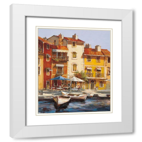 Mediterranean Waterfront II White Modern Wood Framed Art Print with Double Matting by Heighton, Brent