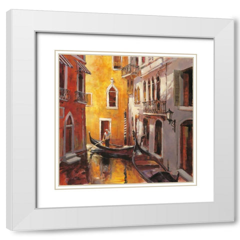 Venice Morning White Modern Wood Framed Art Print with Double Matting by Heighton, Brent
