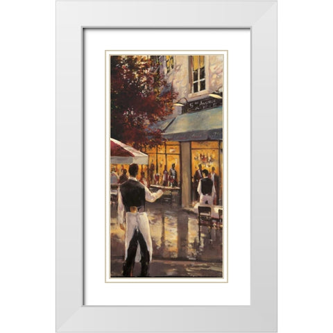 5Th Ave Cafe White Modern Wood Framed Art Print with Double Matting by Heighton, Brent
