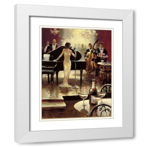 Jazz Night Out White Modern Wood Framed Art Print with Double Matting by Heighton, Brent