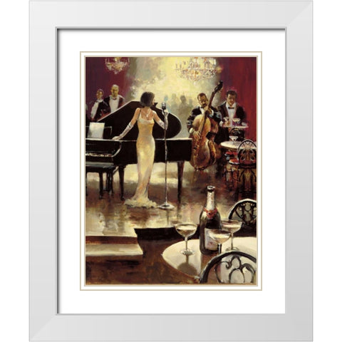 Jazz Night Out White Modern Wood Framed Art Print with Double Matting by Heighton, Brent