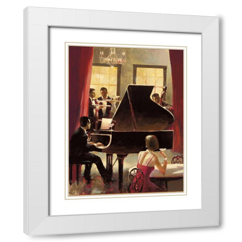 Piano Jazz White Modern Wood Framed Art Print with Double Matting by Heighton, Brent