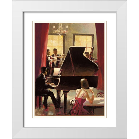 Piano Jazz White Modern Wood Framed Art Print with Double Matting by Heighton, Brent