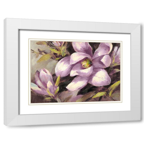 Plum Magnolia Whisper White Modern Wood Framed Art Print with Double Matting by Heighton, Brent