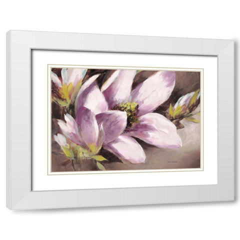 Plum Magnolia Breeze White Modern Wood Framed Art Print with Double Matting by Heighton, Brent