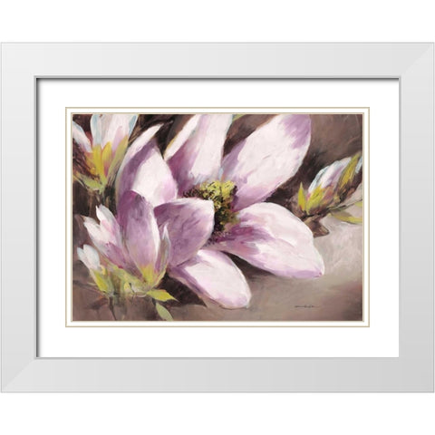 Plum Magnolia Breeze White Modern Wood Framed Art Print with Double Matting by Heighton, Brent