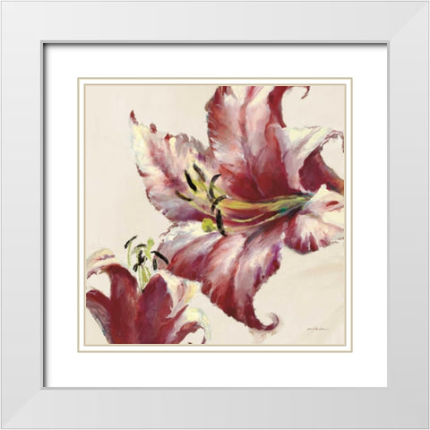 Blooming Lily On Cream White Modern Wood Framed Art Print with Double Matting by Heighton, Brent