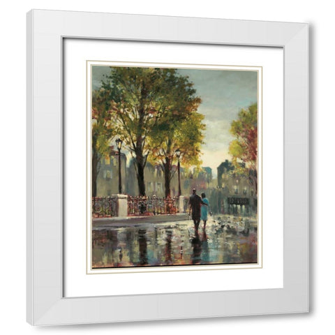 Boulevard Walk White Modern Wood Framed Art Print with Double Matting by Heighton, Brent