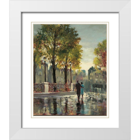 Boulevard Walk White Modern Wood Framed Art Print with Double Matting by Heighton, Brent