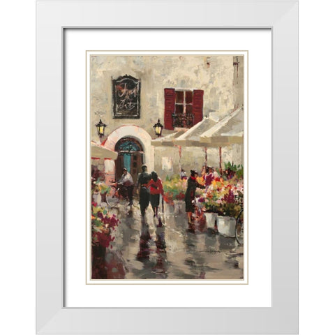 Rue De Fleurs White Modern Wood Framed Art Print with Double Matting by Heighton, Brent