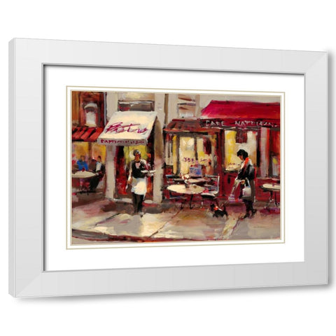 Sidewalk Bistro White Modern Wood Framed Art Print with Double Matting by Heighton, Brent