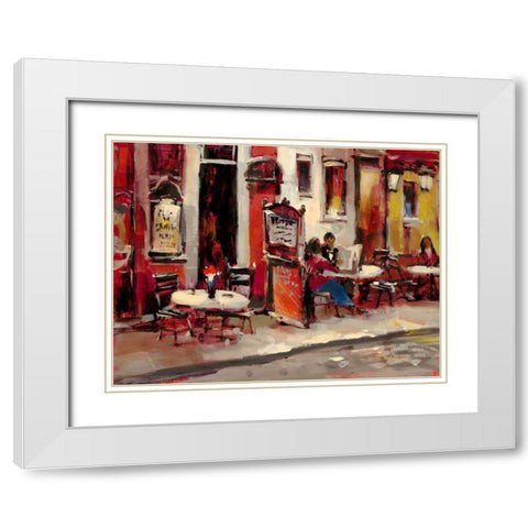 Sidewalk Cafe White Modern Wood Framed Art Print with Double Matting by Heighton, Brent