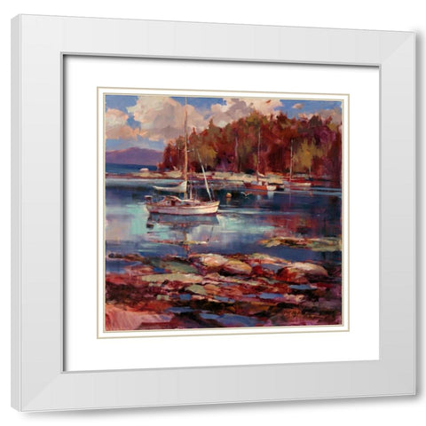Peaceful Cove White Modern Wood Framed Art Print with Double Matting by Heighton, Brent