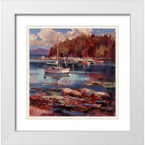 Peaceful Cove White Modern Wood Framed Art Print with Double Matting by Heighton, Brent