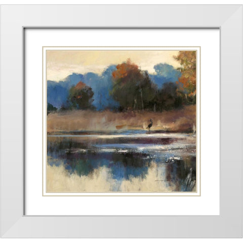 Heron Landscape 1 White Modern Wood Framed Art Print with Double Matting by Heighton, Brent