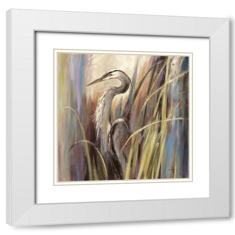 Coastal Heron White Modern Wood Framed Art Print with Double Matting by Heighton, Brent