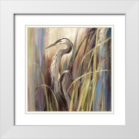 Coastal Heron White Modern Wood Framed Art Print with Double Matting by Heighton, Brent