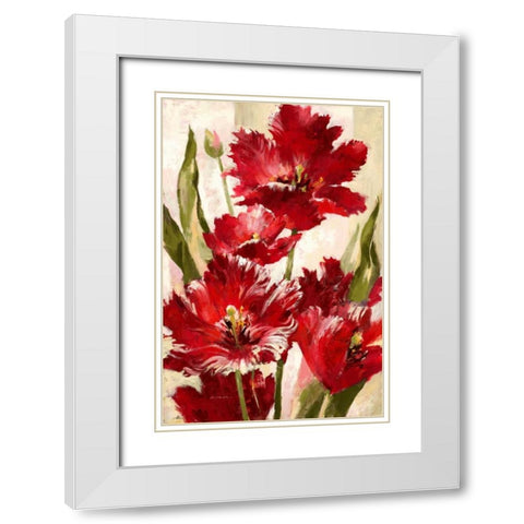 Jubilant Red Tulip White Modern Wood Framed Art Print with Double Matting by Heighton, Brent