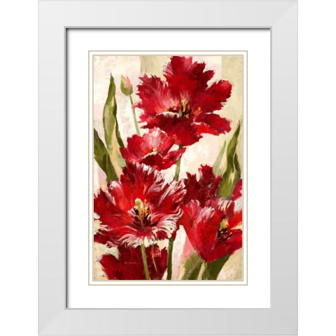 Jubilant Red Tulip White Modern Wood Framed Art Print with Double Matting by Heighton, Brent