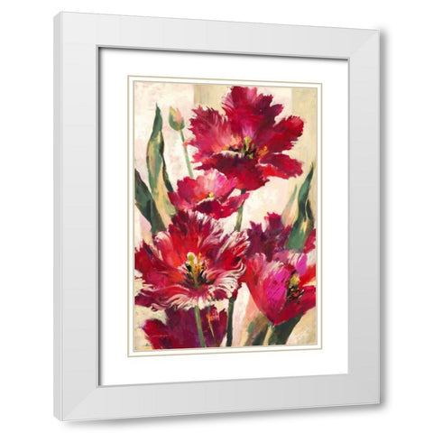 Jubilant Tulips White Modern Wood Framed Art Print with Double Matting by Heighton, Brent