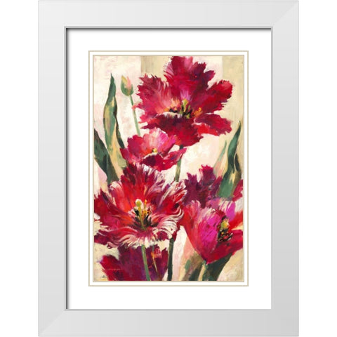 Jubilant Tulips White Modern Wood Framed Art Print with Double Matting by Heighton, Brent